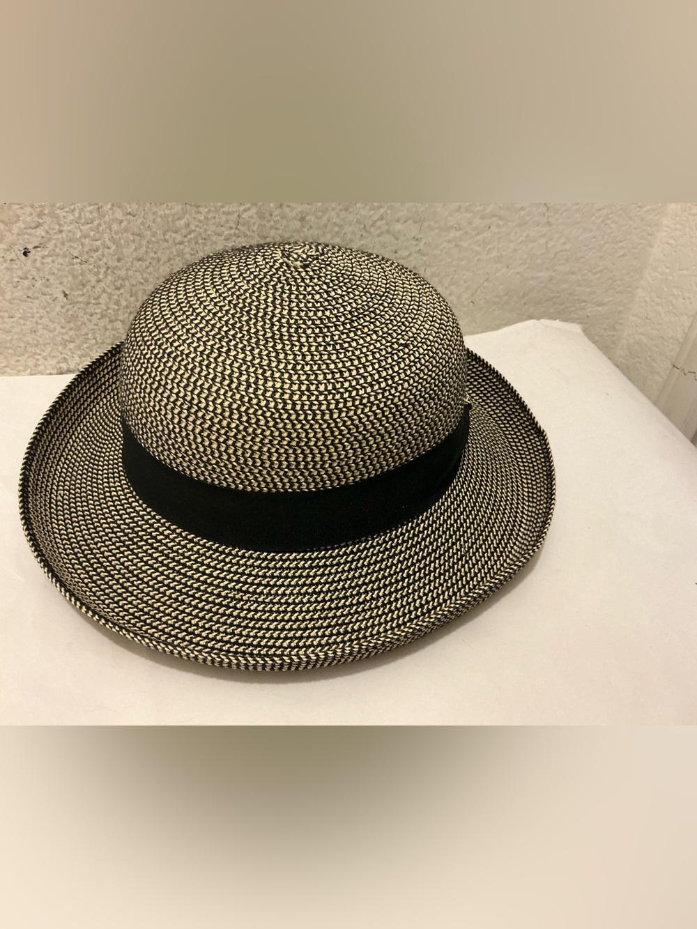 Magid Black and Natural Woven Sun Hat